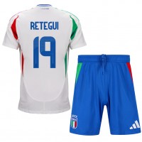 Fotbalové Dres Itálie Mateo Retegui #19 Dětské Venkovní ME 2024 Krátký Rukáv (+ trenýrky)